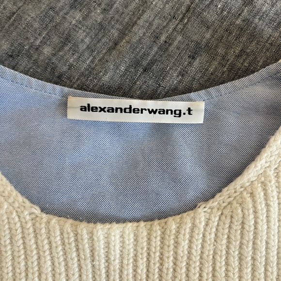 Alexander Wang Cream Ribbed Cropped Women’s Sweater - Picture 6 of 12